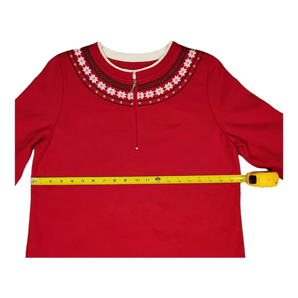 Kim Rogers Women's Fleece Sweater, Red Snowflake Yoke Long Sleeve, Size … - Picture 9 of 12